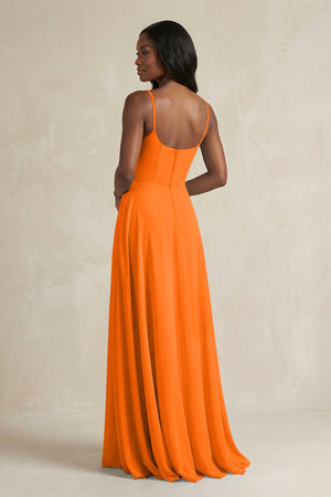 A-Line Spaghetti Straps Chiffon Bridesmaid Dress in Cinnamon - SHE IS ME BRIDESMAID DRESSES