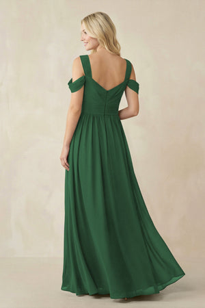 Chiffon A-Line Bridesmaid Dress with Slit  in Dark Green - SHE IS ME BRIDESMAID DRESSES