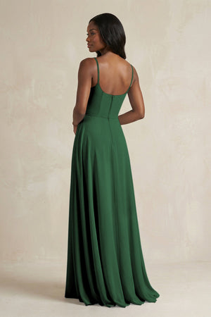 A-Line Spaghetti Straps Chiffon Bridesmaid Dress in Dark Green - KISS BRIDAL BRIDESMAID DRESSES