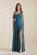 One-Shoulder Chiffon A-Line Bridesmaid Dress in Dark Teal - SHE IS ME BRIDESMAID DRESSES
