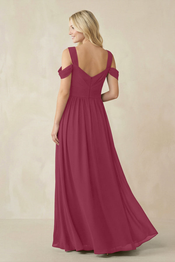 Chiffon A-Line Bridesmaid Dress with Slit  in Desert Rose - SHE IS ME BRIDESMAID DRESSES