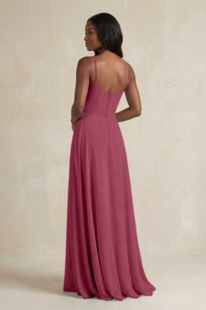 A-Line Spaghetti Straps Chiffon Bridesmaid Dress in Desert Rose - KISS BRIDAL BRIDESMAID DRESSES