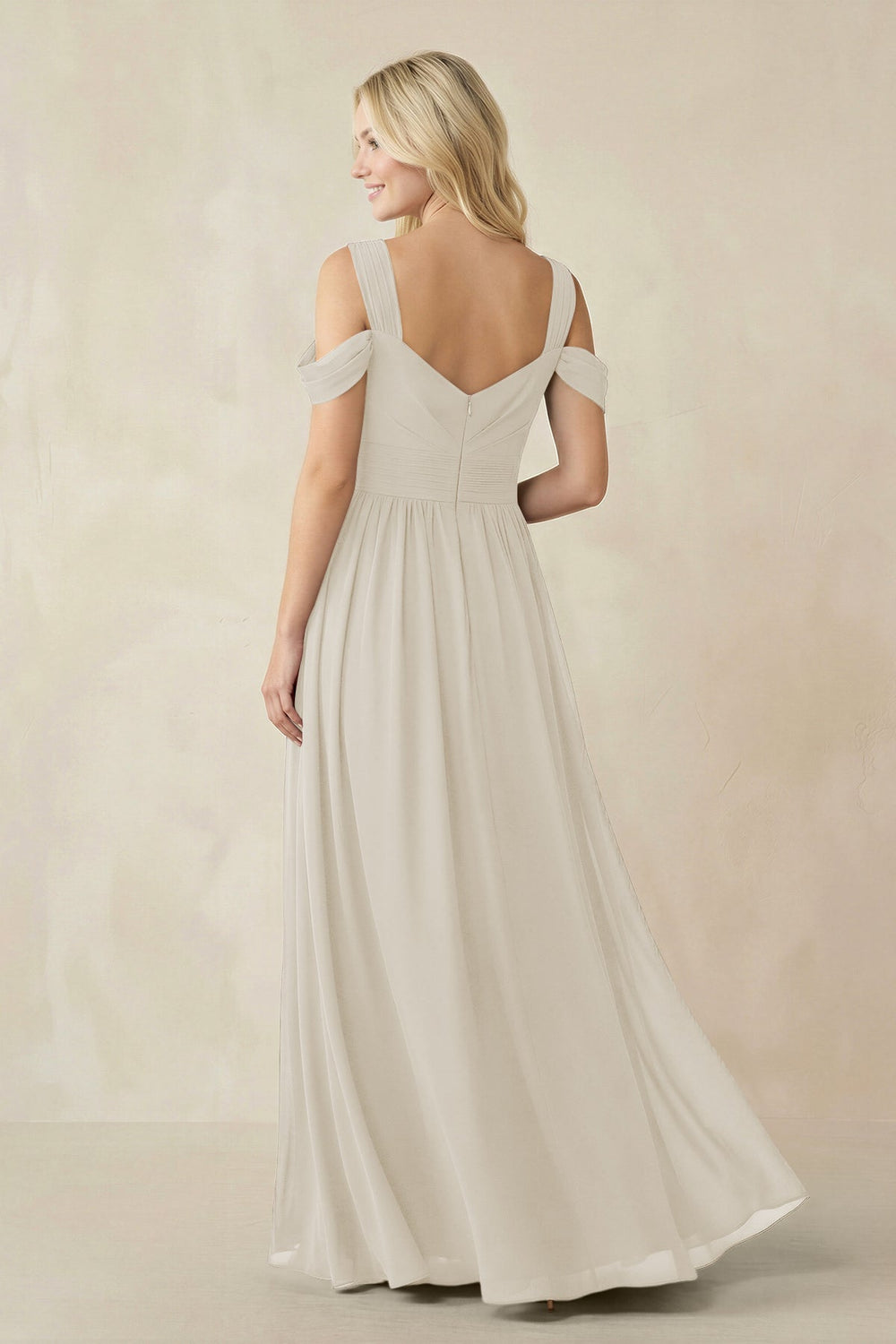 Chiffon A-Line Bridesmaid Dress with Slit  in Dove Gray - KISS BRIDAL BRIDESMAID DRESSES