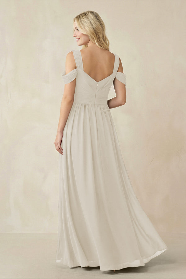 Chiffon A-Line Bridesmaid Dress with Slit  in Dove Gray - SHE IS ME BRIDESMAID DRESSES