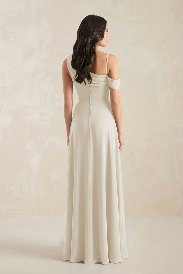 One-Shoulder Chiffon A-Line Bridesmaid Dress in Dove Gray - SHE IS ME BRIDESMAID DRESSES