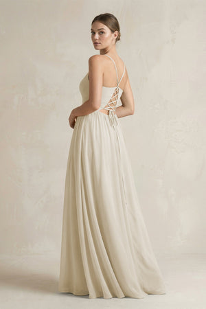 A-Line Spaghetti Strap Chiffon Bridesmaid Dress in Dove Gray - SHE IS ME BRIDESMAID DRESSES