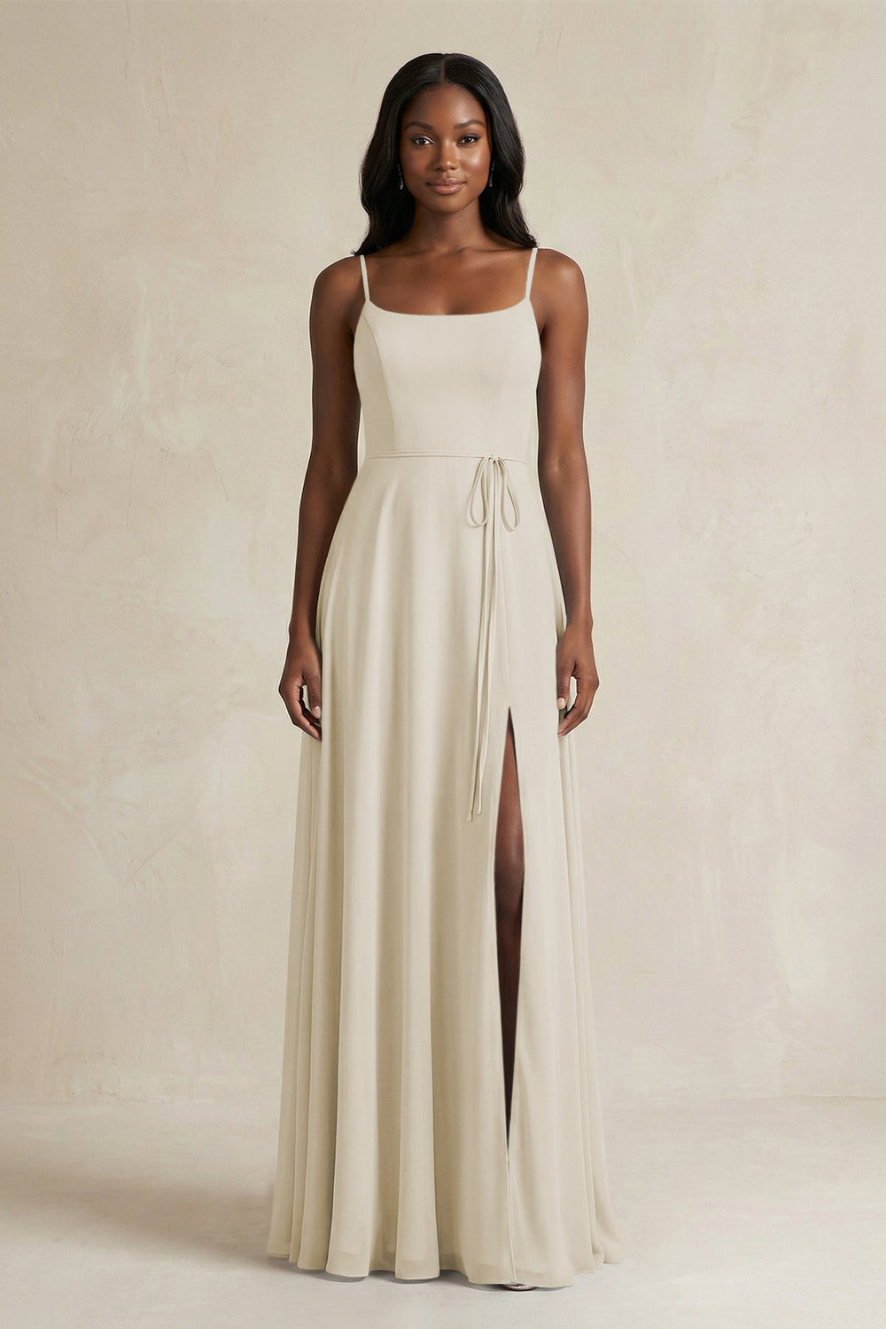 A-Line Spaghetti Straps Chiffon Bridesmaid Dress in Dove Gray - KISS BRIDAL BRIDESMAID DRESSES