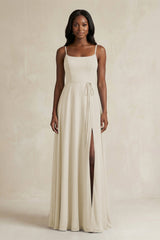 A-Line Spaghetti Straps Chiffon Bridesmaid Dress in Dove Gray - KISS BRIDAL BRIDESMAID DRESSES