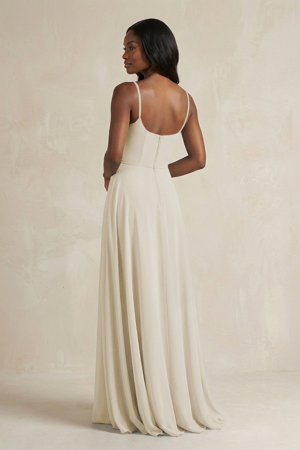 A-Line Spaghetti Straps Chiffon Bridesmaid Dress in Dove Gray - KISS BRIDAL BRIDESMAID DRESSES