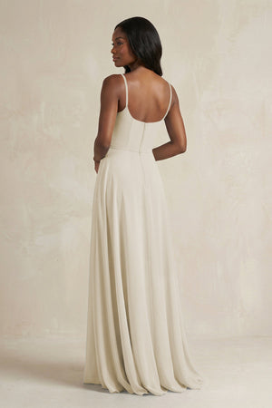 A-Line Spaghetti Straps Chiffon Bridesmaid Dress in Dove Gray - KISS BRIDAL BRIDESMAID DRESSES