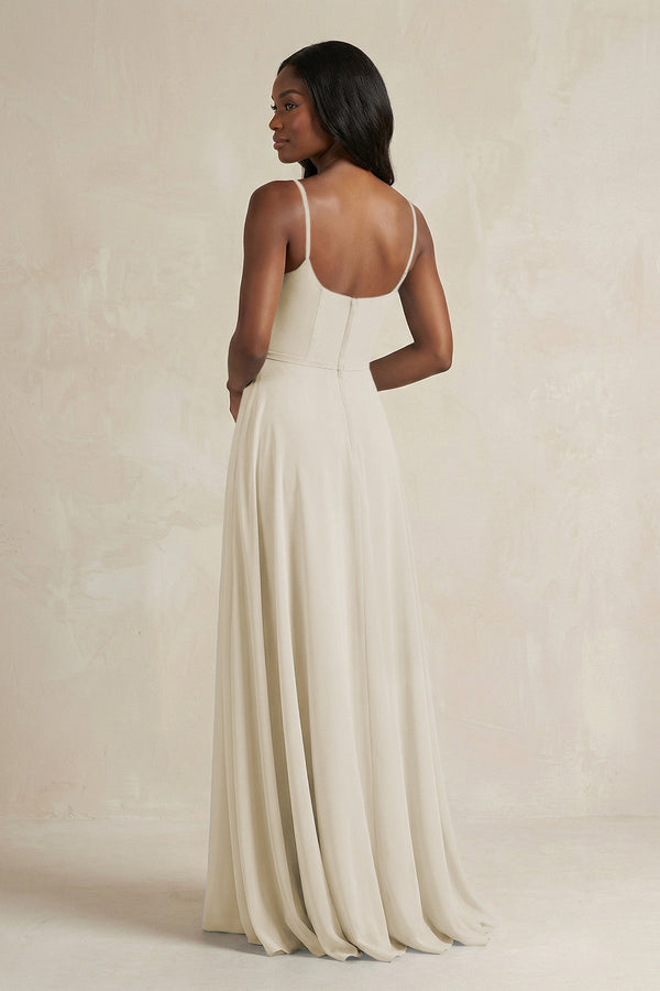 A-Line Spaghetti Straps Chiffon Bridesmaid Dress in Dove Gray - KISS BRIDAL BRIDESMAID DRESSES