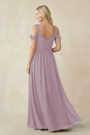 Chiffon A-Line Bridesmaid Dress with Slit  in Dusk - SHE IS ME BRIDESMAID DRESSES