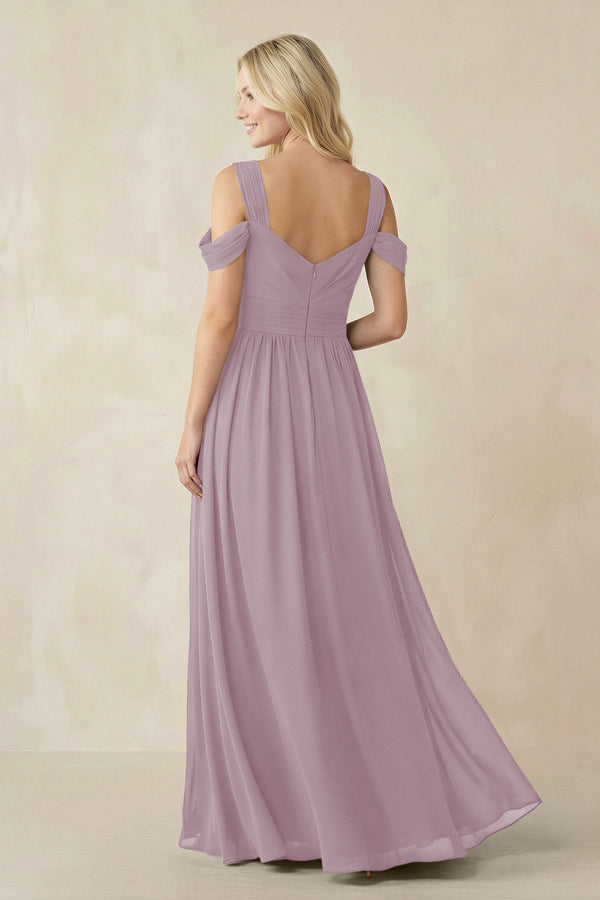 Chiffon A-Line Bridesmaid Dress with Slit  in Dusk - SHE IS ME BRIDESMAID DRESSES
