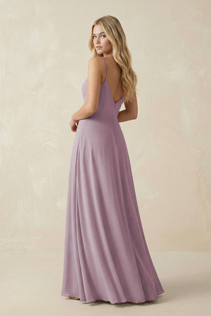 Cami Strap A-Line Chiffon Bridesmaid Dress with Slit in Dusk - SHE IS ME BRIDESMAID DRESSES