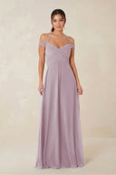 A-Line Off-the-Shoulder Chiffon Bridesmaid Dress in Dusk - KISS BRIDAL BRIDESMAID DRESSES