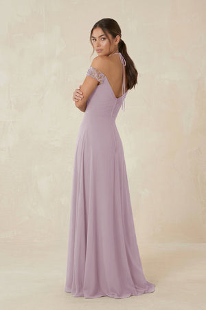A-Line Off-the-Shoulder Chiffon Bridesmaid Dress in Dusk - KISS BRIDAL BRIDESMAID DRESSES