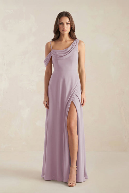 One-Shoulder Chiffon A-Line Bridesmaid Dress in Dusk - SHE IS ME BRIDESMAID DRESSES