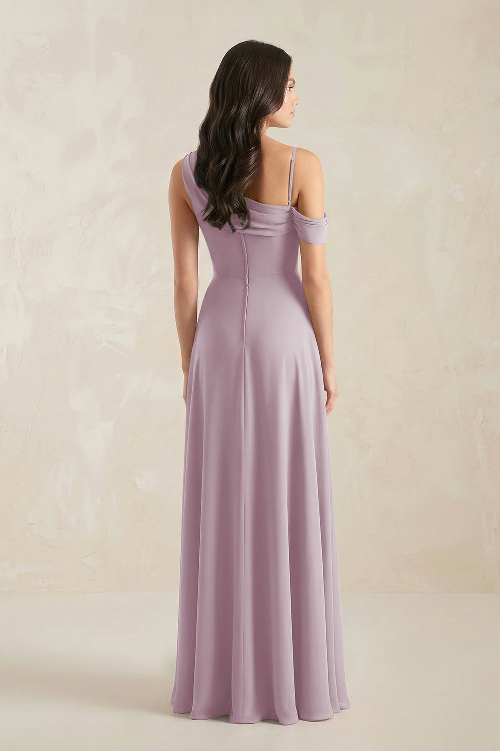 One-Shoulder Chiffon A-Line Bridesmaid Dress in Dusk - KISS BRIDAL BRIDESMAID DRESSES