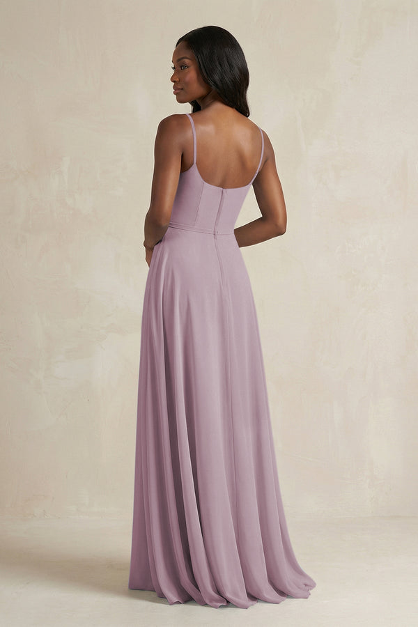 A-Line Spaghetti Straps Chiffon Bridesmaid Dress in Dusk - SHE IS ME BRIDESMAID DRESSES