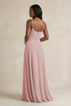 A-Line Spaghetti Straps Chiffon Bridesmaid Dress in Dusty Rose - SHE IS ME BRIDESMAID DRESSES