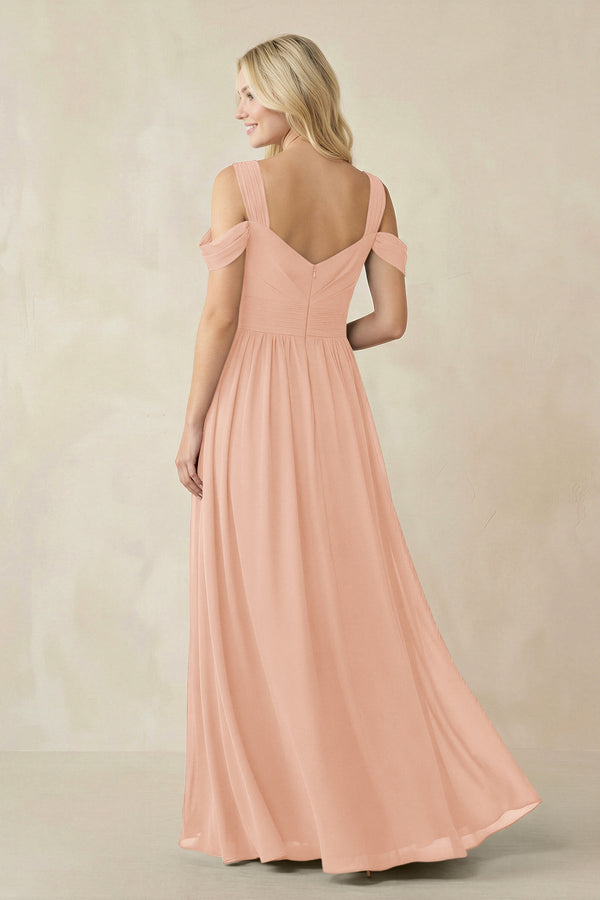 Chiffon A-Line Bridesmaid Dress with Slit  in English Rose - SHE IS ME BRIDESMAID DRESSES