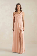 One-Shoulder Chiffon A-Line Bridesmaid Dress in English Rose - SHE IS ME BRIDESMAID DRESSES