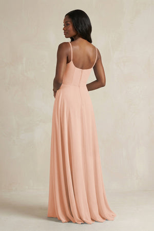 A-Line Spaghetti Straps Chiffon Bridesmaid Dress in English Rose - KISS BRIDAL BRIDESMAID DRESSES