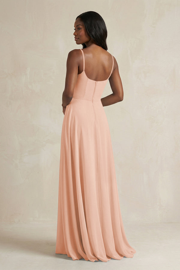 A-Line Spaghetti Straps Chiffon Bridesmaid Dress in English Rose - KISS BRIDAL BRIDESMAID DRESSES