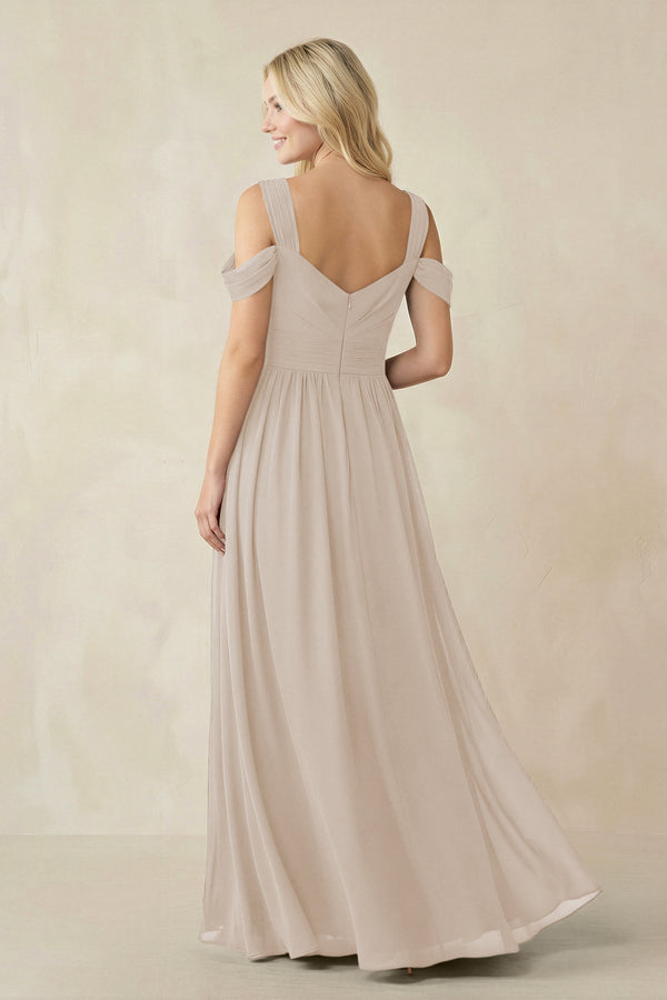 Chiffon A-Line Bridesmaid Dress with Slit  in Frost - SHE IS ME BRIDESMAID DRESSES