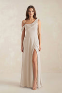 One-Shoulder Chiffon A-Line Bridesmaid Dress in Frost - SHE IS ME BRIDESMAID DRESSES