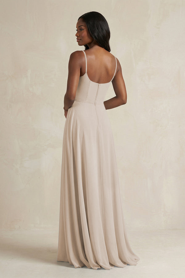 A-Line Spaghetti Straps Chiffon Bridesmaid Dress in Frost - KISS BRIDAL BRIDESMAID DRESSES