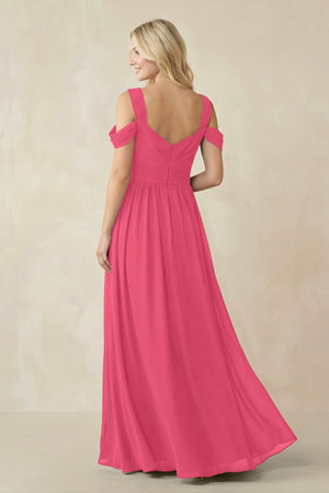Chiffon A-Line Bridesmaid Dress with Slit  in Fuchsia - SHE IS ME BRIDESMAID DRESSES