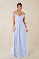 A-Line Off-the-Shoulder Chiffon Bridesmaid Dress in Ice - KISS BRIDAL BRIDESMAID DRESSES