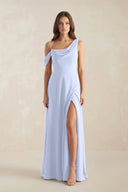 One-Shoulder Chiffon A-Line Bridesmaid Dress in Ice - SHE IS ME BRIDESMAID DRESSES