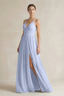 A-Line Spaghetti Strap Chiffon Bridesmaid Dress in Ice - SHE IS ME BRIDESMAID DRESSES
