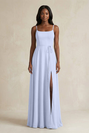 A-Line Spaghetti Straps Chiffon Bridesmaid Dress in Ice - SHE IS ME BRIDESMAID DRESSES