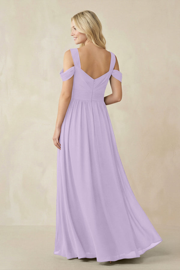 Chiffon A-Line Bridesmaid Dress with Slit  in Lavender - SHE IS ME BRIDESMAID DRESSES