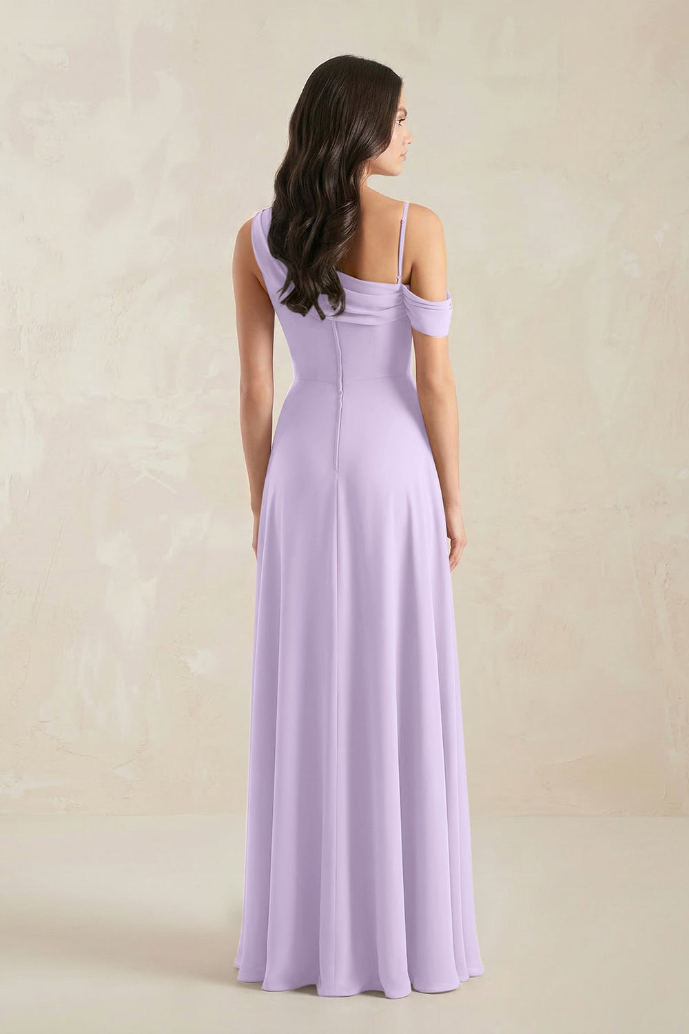 One-Shoulder Chiffon A-Line Bridesmaid Dress in Lavender - KISS BRIDAL BRIDESMAID DRESSES