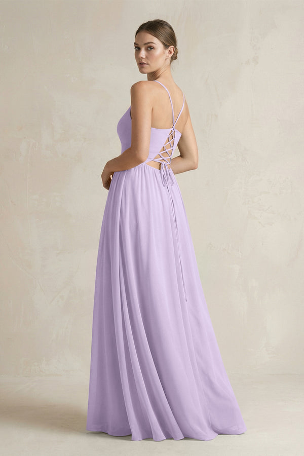 A-Line Spaghetti Strap Chiffon Bridesmaid Dress in Lavender - SHE IS ME BRIDESMAID DRESSES