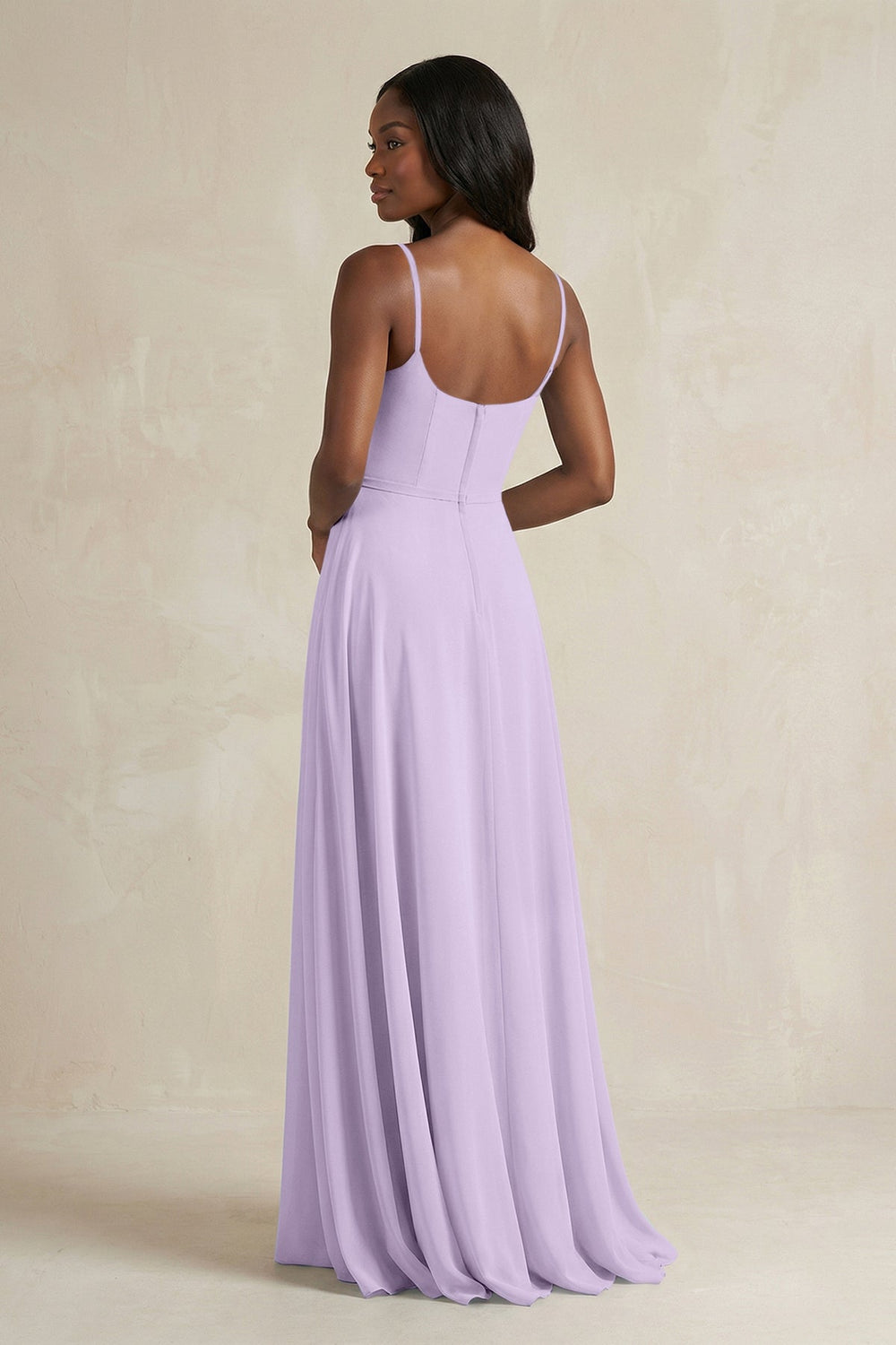A-Line Spaghetti Straps Chiffon Bridesmaid Dress in Lavender - KISS BRIDAL BRIDESMAID DRESSES