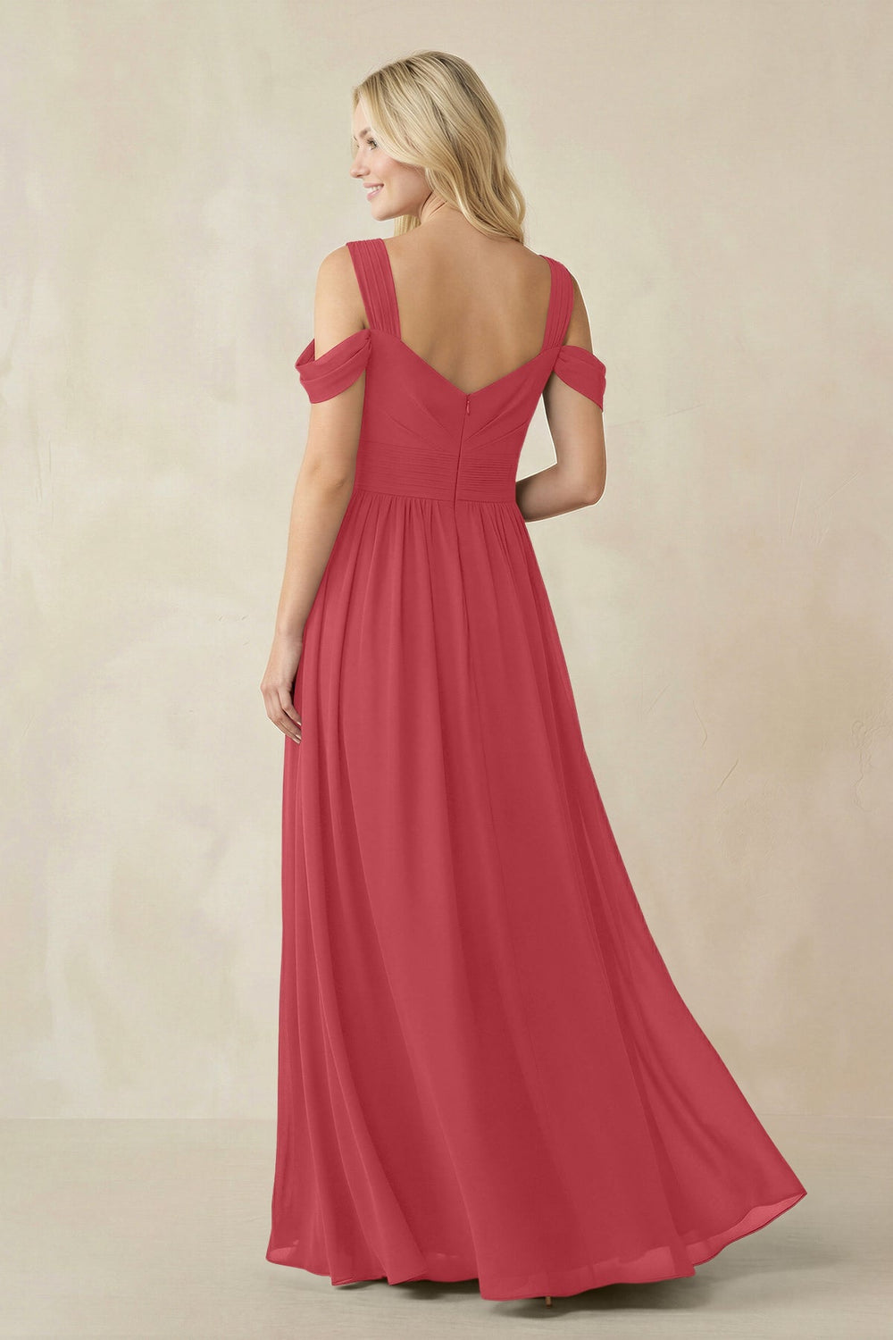 Chiffon A-Line Bridesmaid Dress with Slit  in Merlot - KISS BRIDAL BRIDESMAID DRESSES