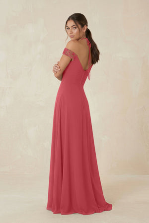 A-Line Off-the-Shoulder Chiffon Bridesmaid Dress in Merlot - KISS BRIDAL BRIDESMAID DRESSES