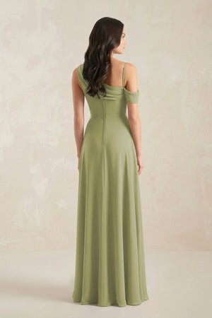 One-Shoulder Chiffon A-Line Bridesmaid Dress in Moss Green - SHE IS ME BRIDESMAID DRESSES