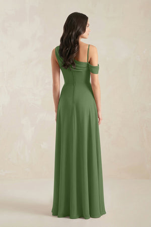 One-Shoulder Chiffon A-Line Bridesmaid Dress in Moss - SHE IS ME BRIDESMAID DRESSES