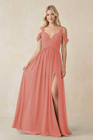 Chiffon A-Line Bridesmaid Dress with Slit  in Mulberry - SHE IS ME BRIDESMAID DRESSES