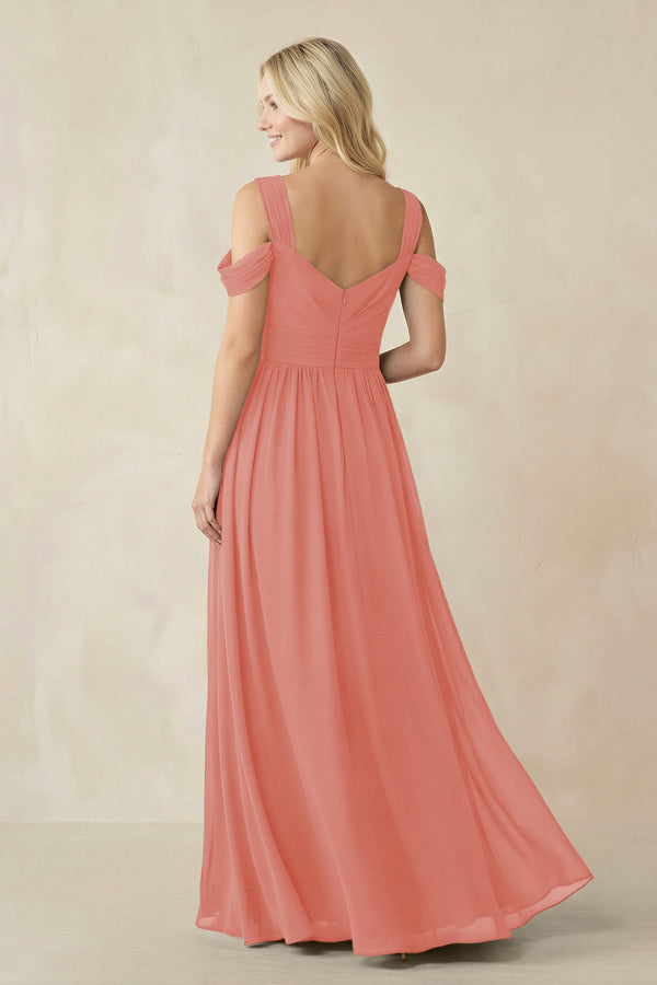 Chiffon A-Line Bridesmaid Dress with Slit  in Mulberry - SHE IS ME BRIDESMAID DRESSES
