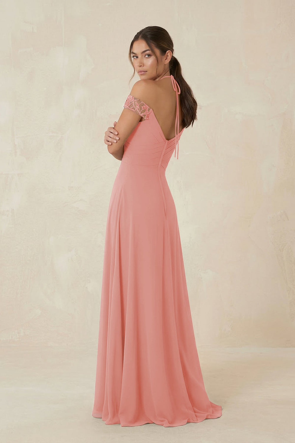 A-Line Off-the-Shoulder Chiffon Bridesmaid Dress in Mulberry - KISS BRIDAL BRIDESMAID DRESSES