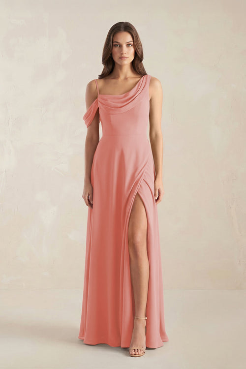 One-Shoulder Chiffon A-Line Bridesmaid Dress in Mulberry - SHE IS ME BRIDESMAID DRESSES