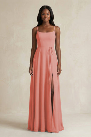 A-Line Spaghetti Straps Chiffon Bridesmaid Dress in Mulberry - SHE IS ME BRIDESMAID DRESSES