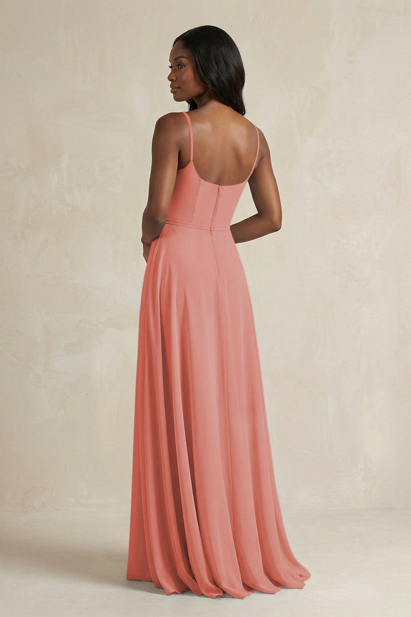 A-Line Spaghetti Straps Chiffon Bridesmaid Dress in Mulberry - SHE IS ME BRIDESMAID DRESSES